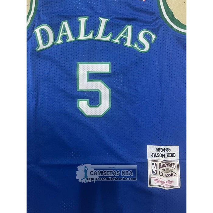 Camiseta Dallas Mavericks Jason Kidd NO 5 Mitchell & Ness 1994-95 Azul